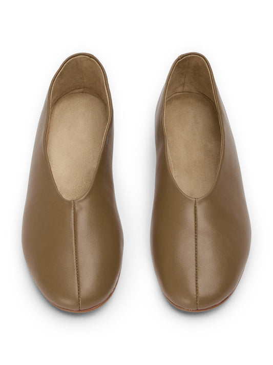 Round-Toe Chic Slip-On Ballet Simple Flats - Brown