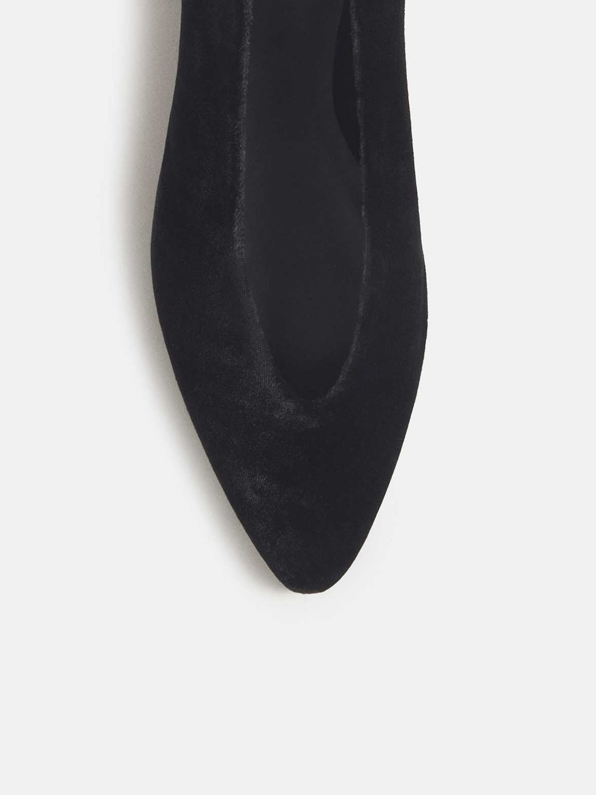 Black Velvet Pointed-Toe Slip-On Ballet Flats