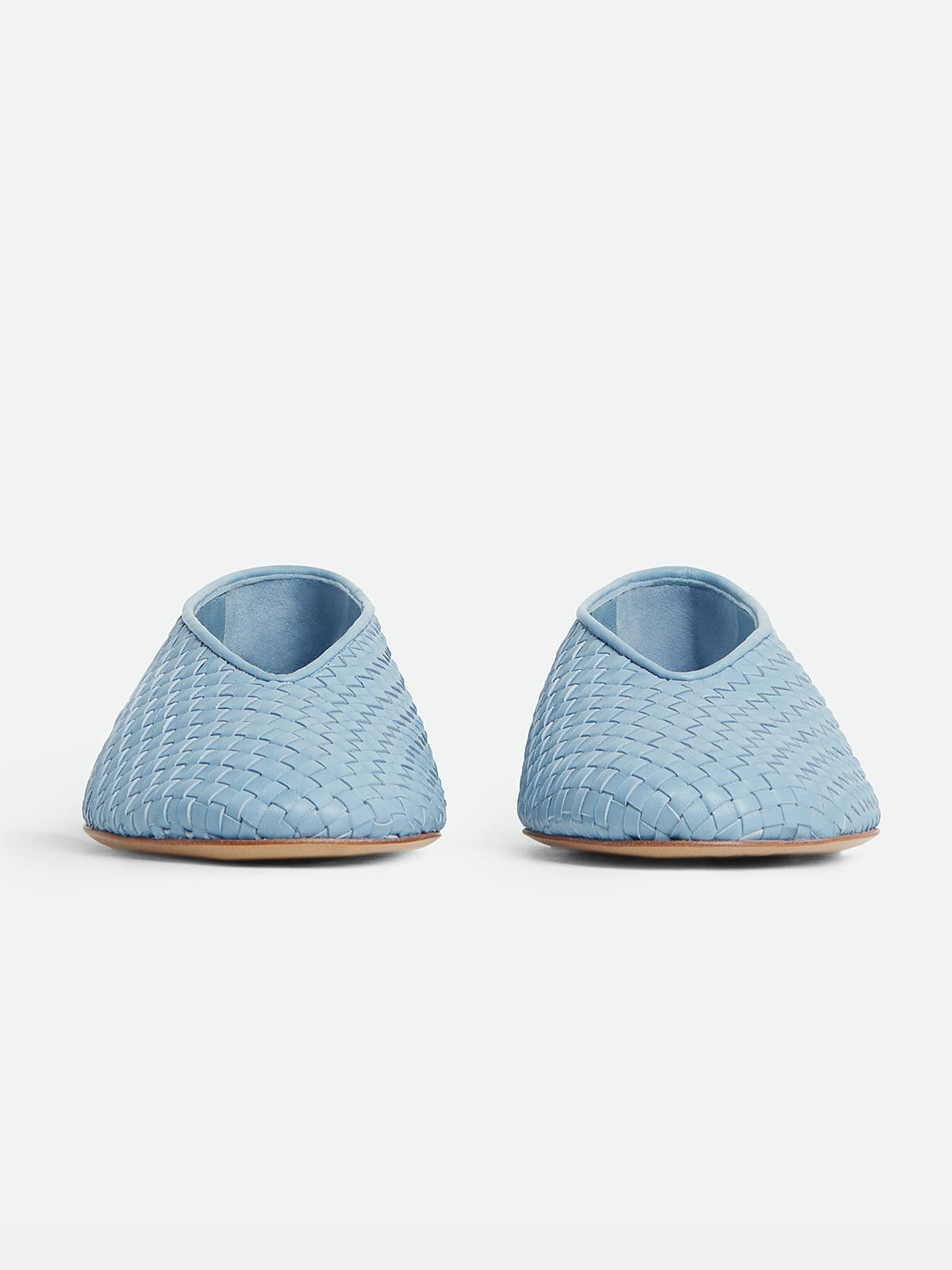 Sky Blue Woven Vegan Leather Round-Toe Slip-On Ballet Flats