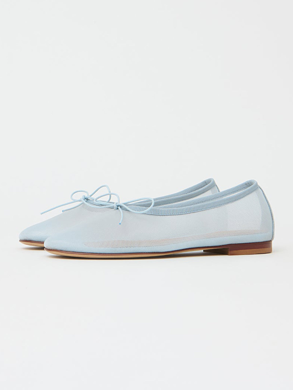 Blue Mesh Round-Toe Simple Chic Ballet Flats With Front Bow