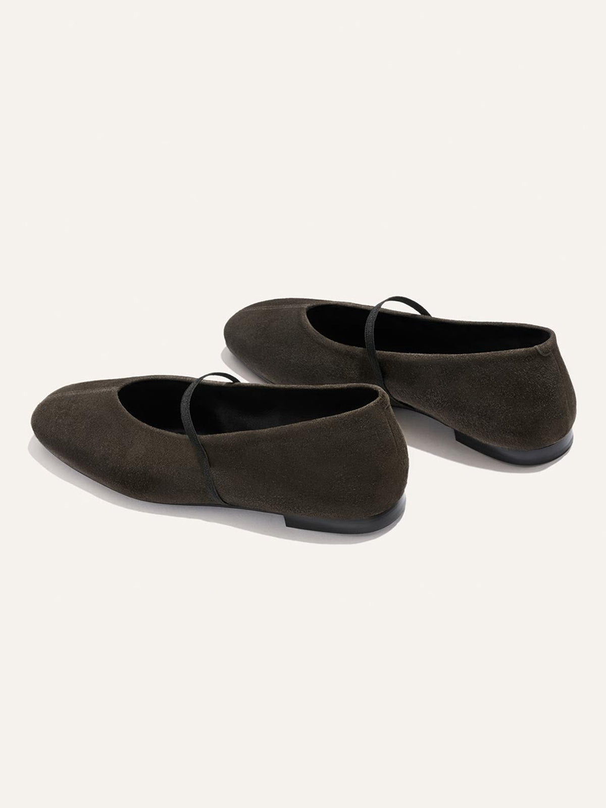 Mary Jane Square-Toe Slip-On Chic Ballet Flats - Dark Coffee Faux Suede