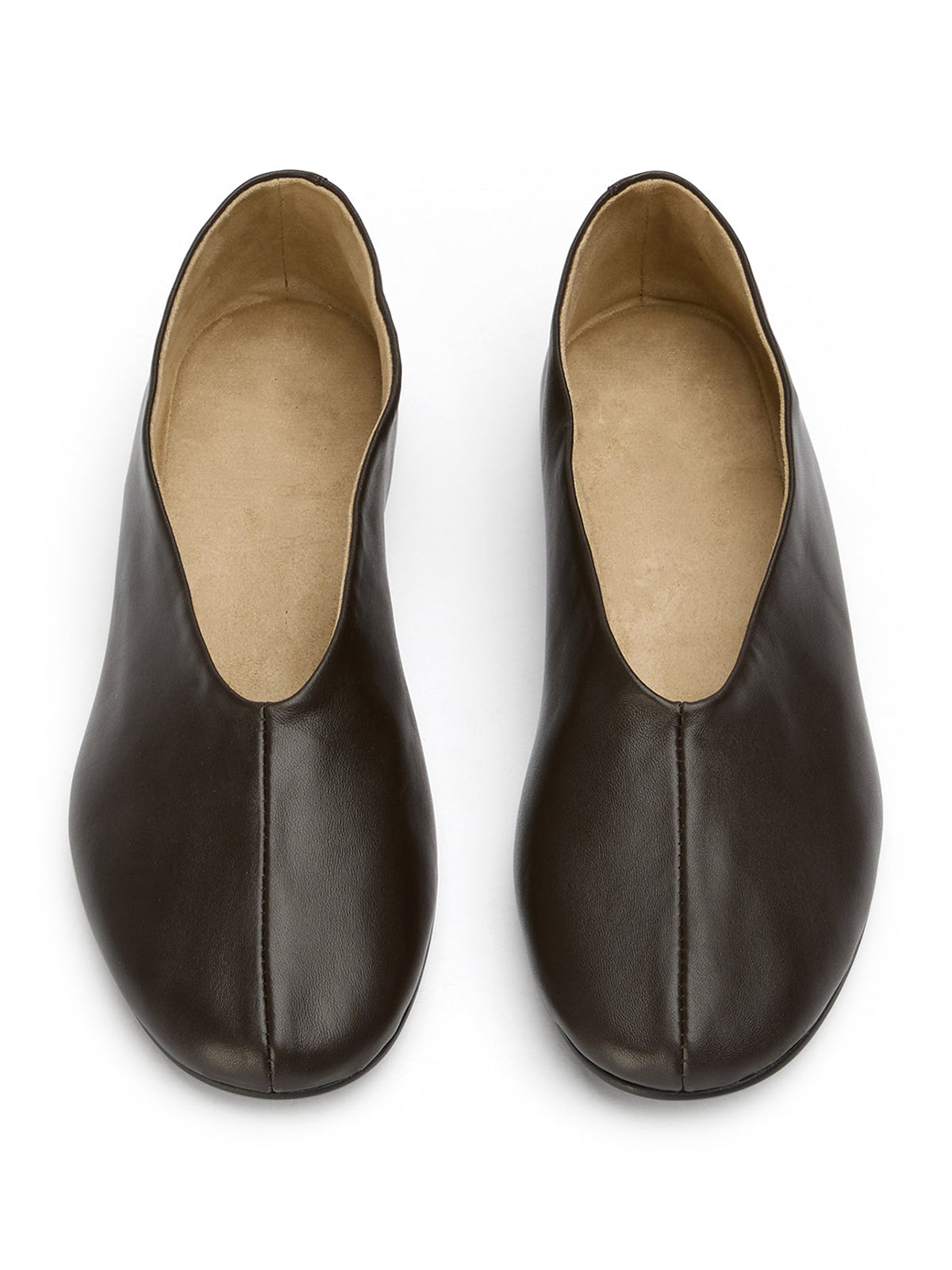 Round-Toe Chic Slip-On Ballet Simple Flats - Chocolate