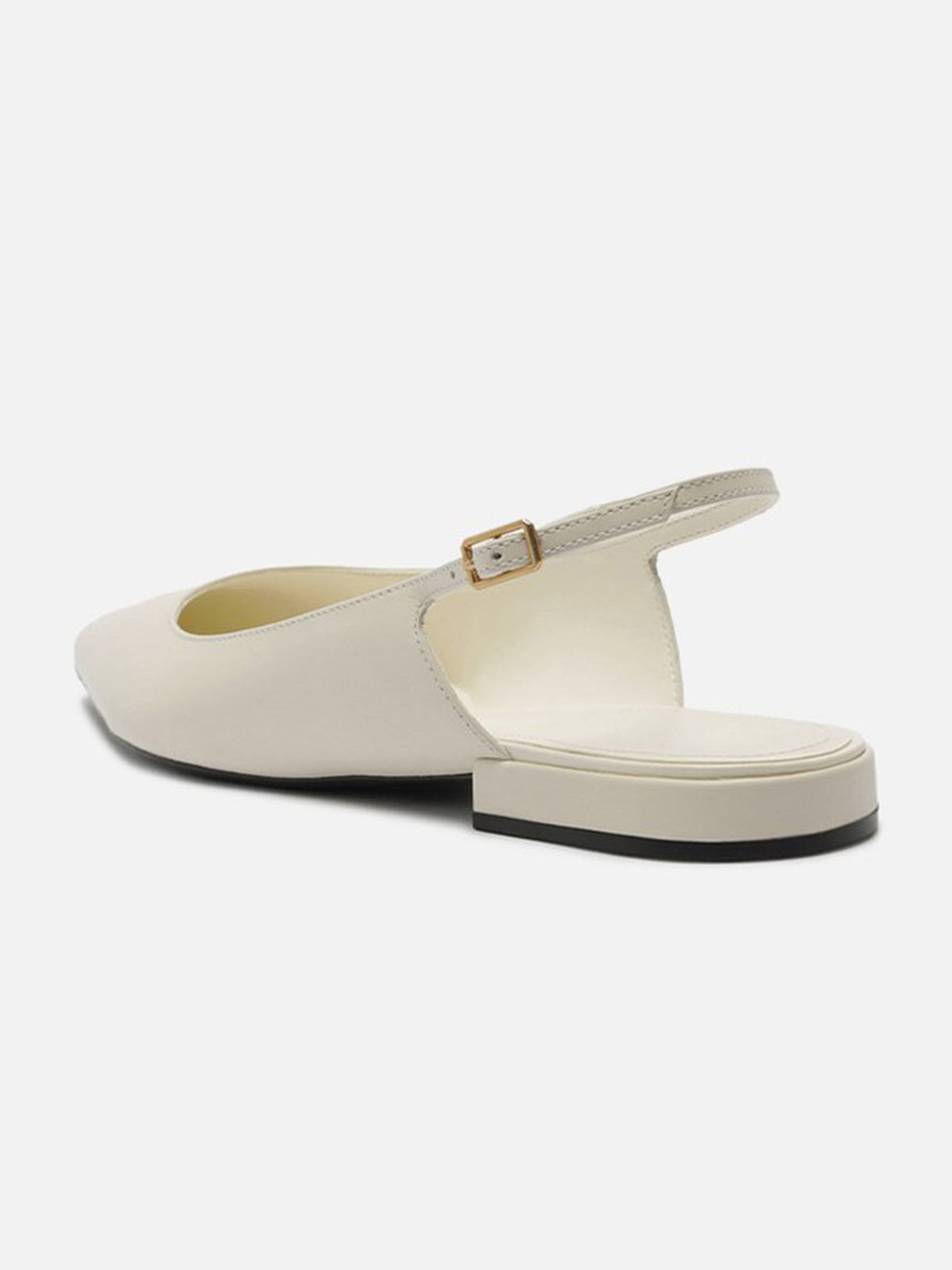 White Pointed-Toe Buckle Slingback Chic Slip-On Flats