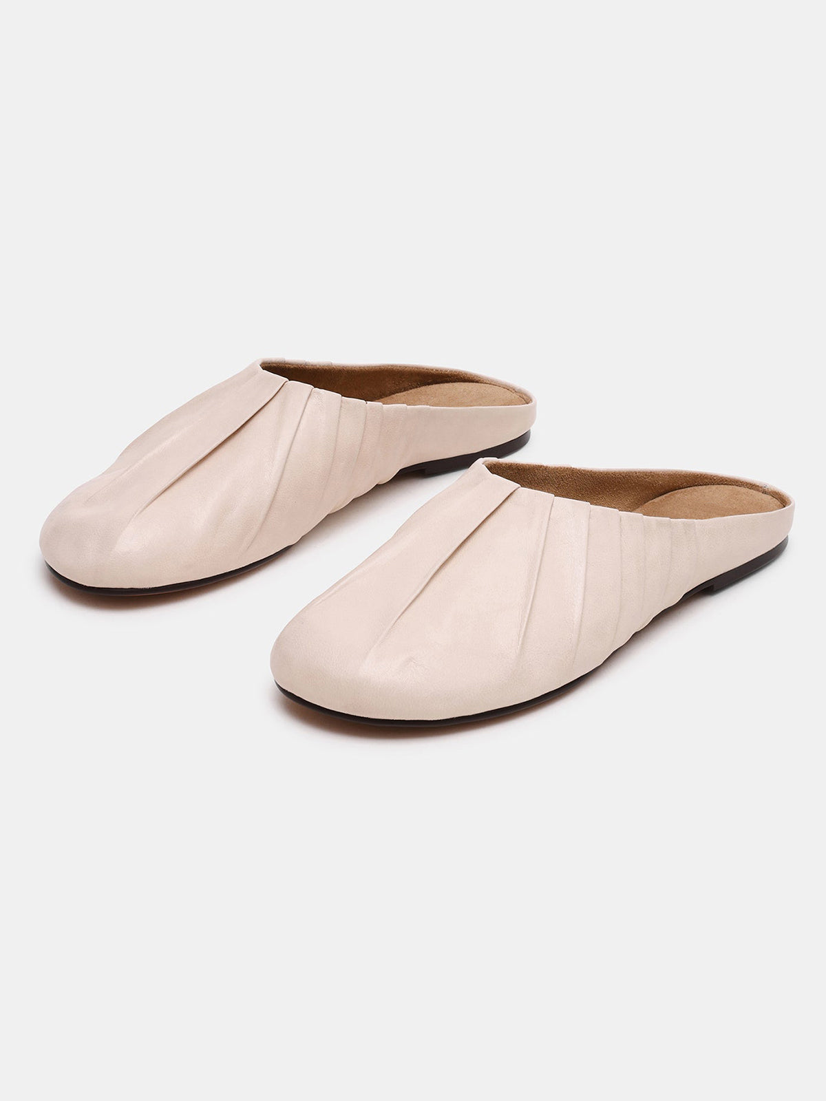Ivory Round-Toe Simple Backless Chic Flats