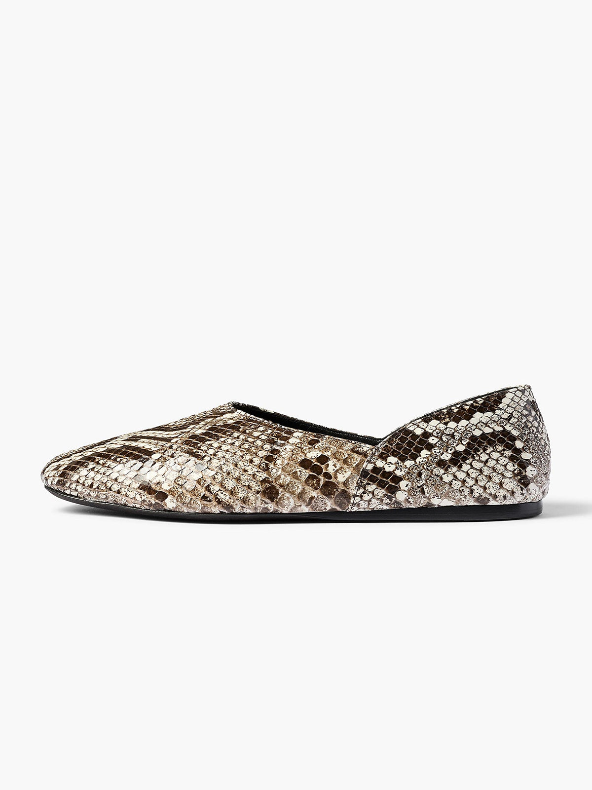 Slip-On Round-Toe Simple Ballet Flats - Snakeskin Pattern