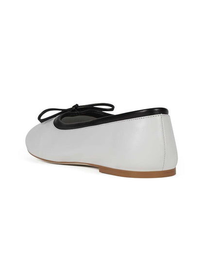 Chic Round-Toe Front Bow Slip-On Ballet Flats - White