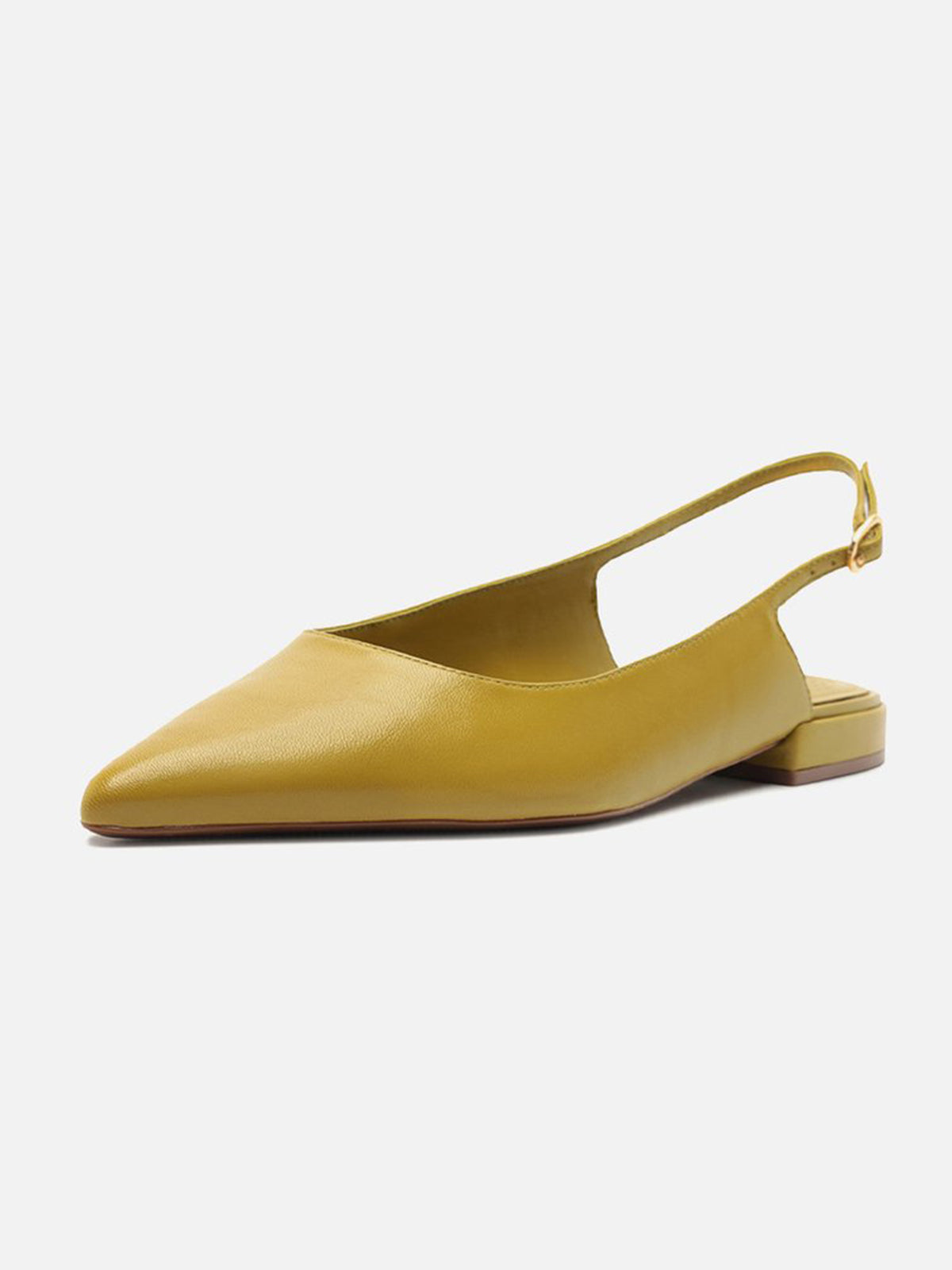 Green Pointed-Toe Buckle Slingback Chic Slip-On Flats