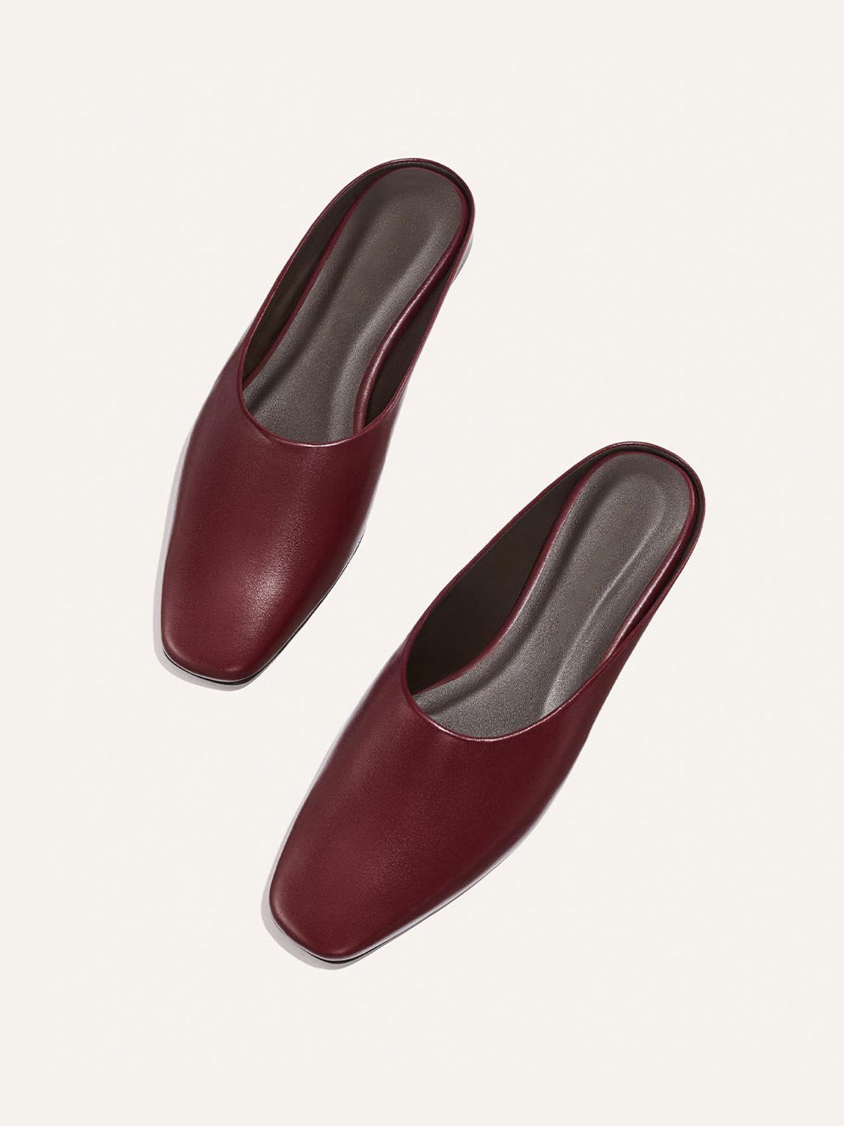 Backless Square-Toe Slip-On Chic Flats - Wine Red