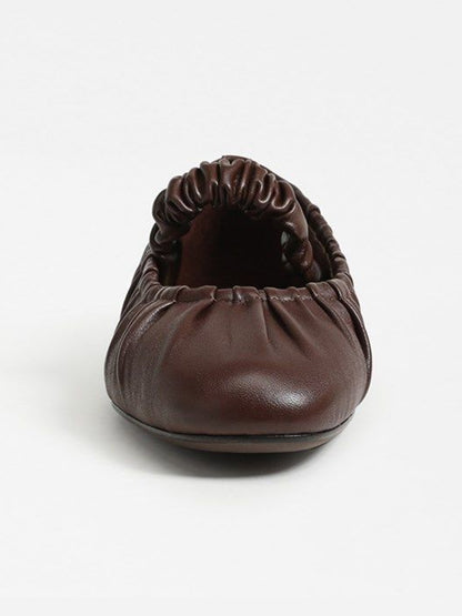 Coffee Square-Toe Elastic Mary Jane Classic Ballet Flats