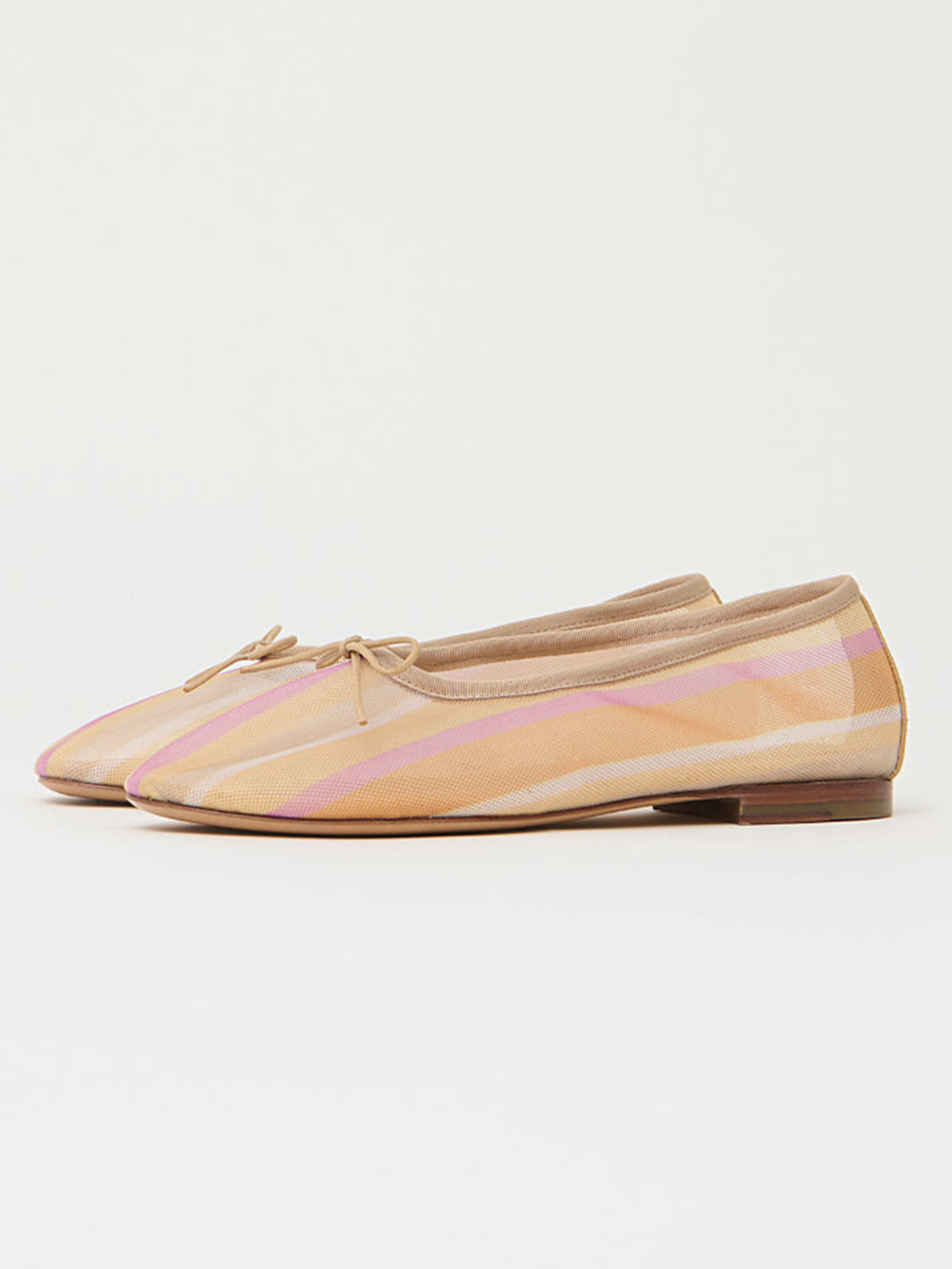 Sunset Mesh Round-Toe Simple Chic Ballet Flats With Front Bow