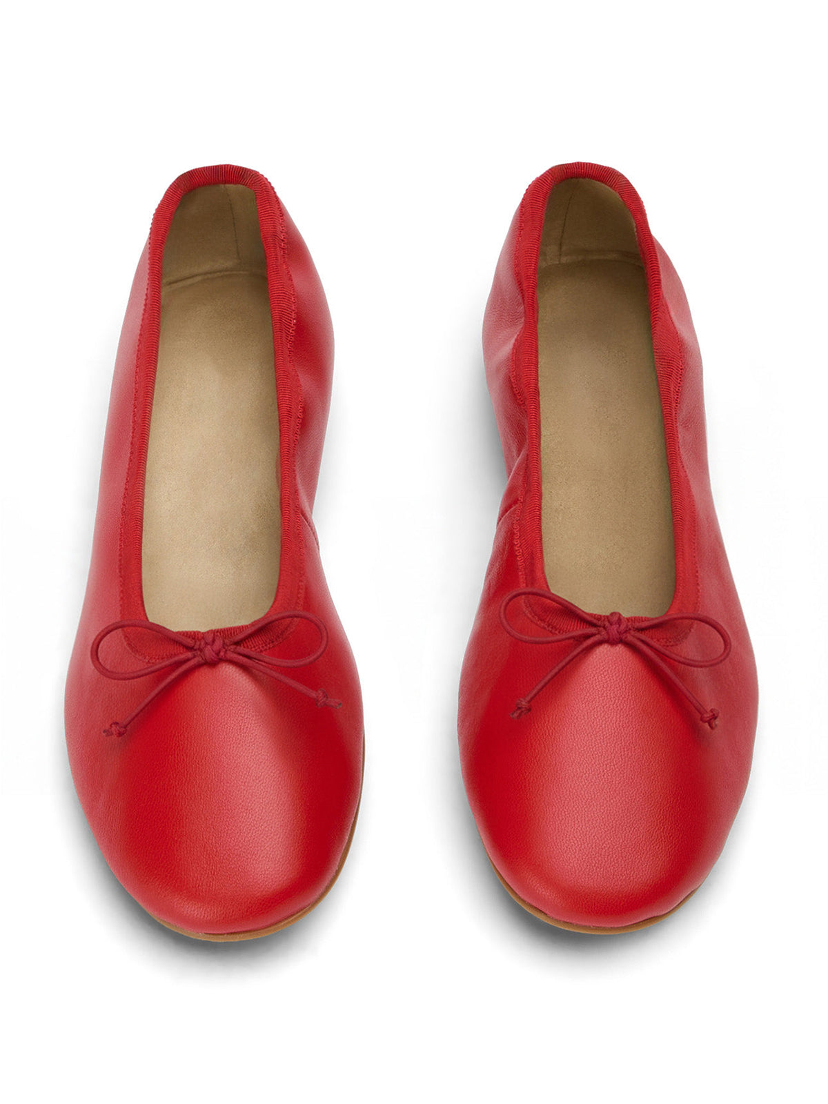 Red Round-Toe Chic Front Bow Slip-On Ballet Simple Flats