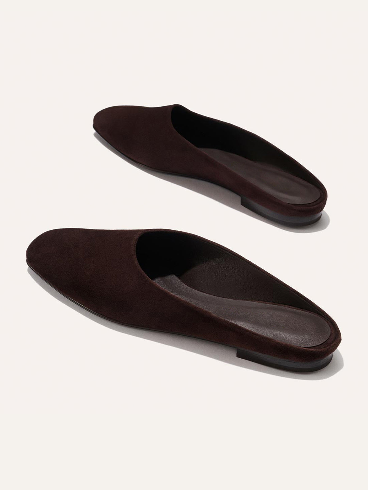 Backless Square-Toe Slip-On Chic Flats - Coffee Faux Suede