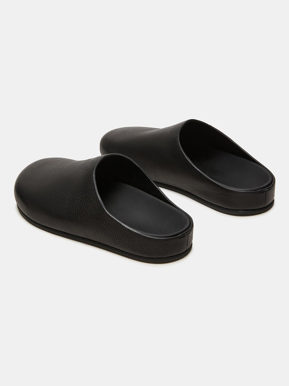 Black Round-Toe Slip-On Flats Slide