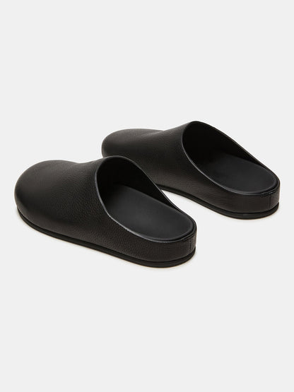 Black Round-Toe Slip-On Flats Slide