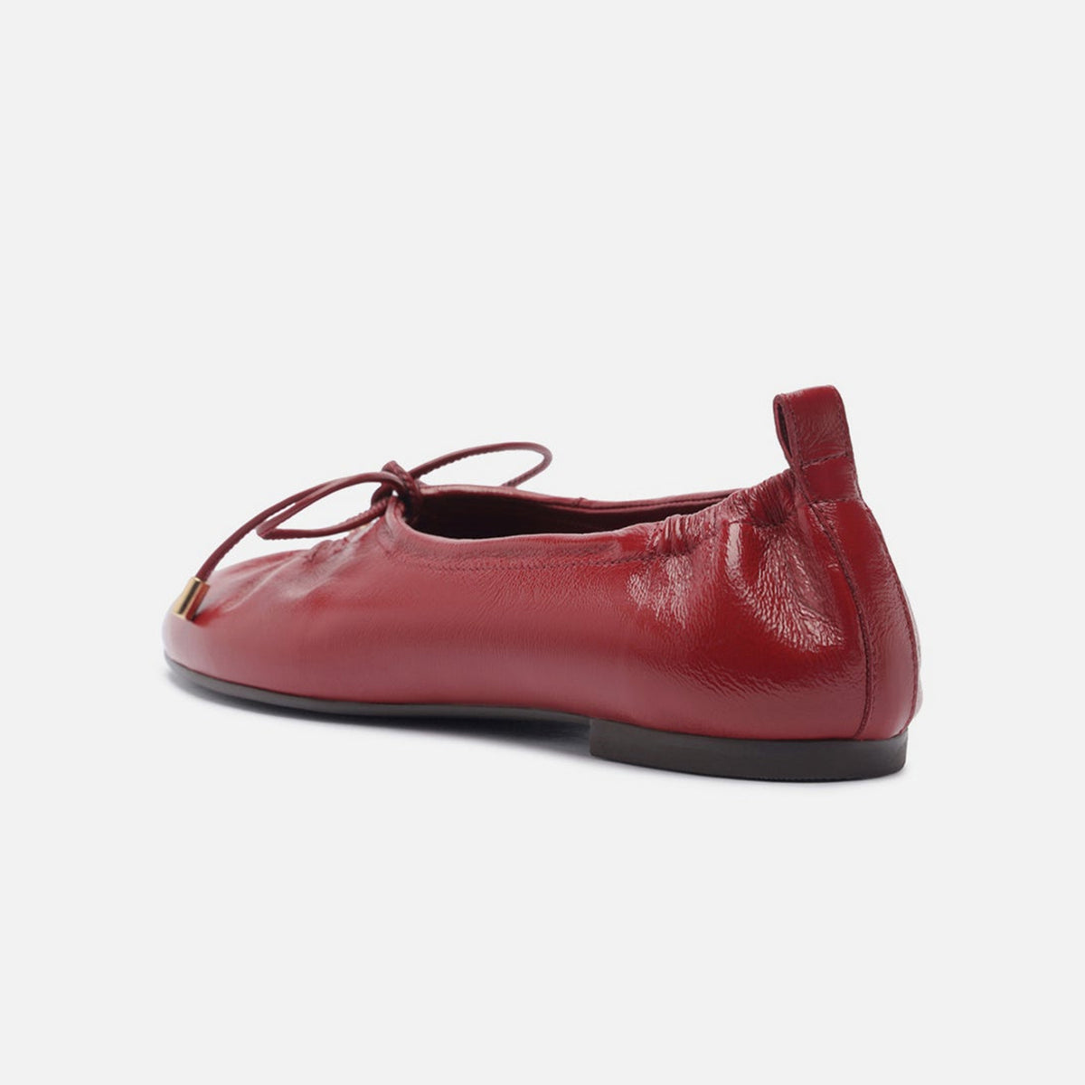 Red Round-Toe Front Strap Fashion Slip-On Ballet Flats