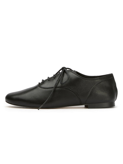 Black Round-Toe Chic Slip-On Lace-Up Sporty Flats