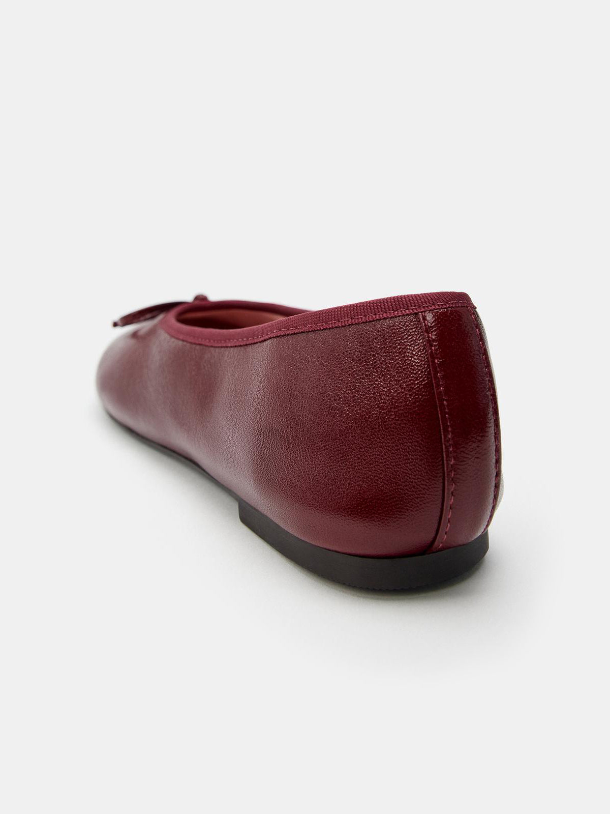 Burgundy Square-Toe Chic Front Bow Slip-On Classic Ballet Flats