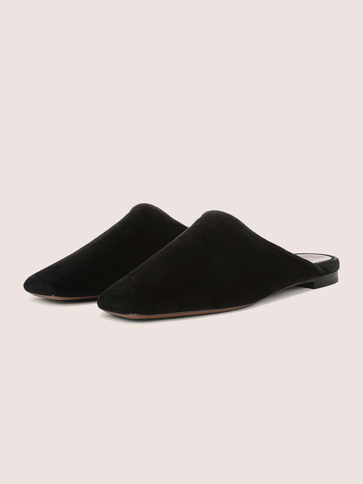 Black Faux Suede Square-Toe Chic Backless Simple Flats