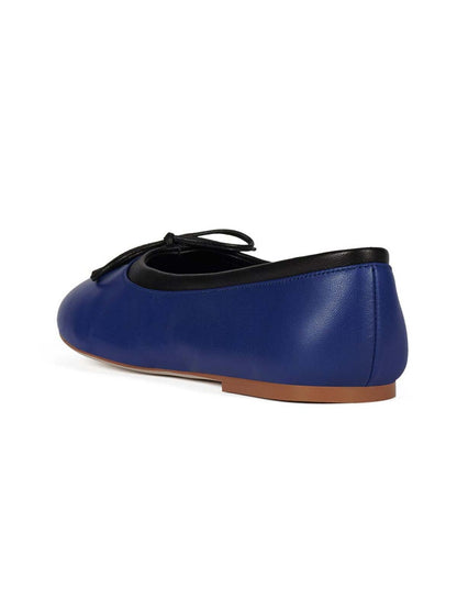 Chic Round-Toe Front Bow Slip-On Ballet Flats - Blue