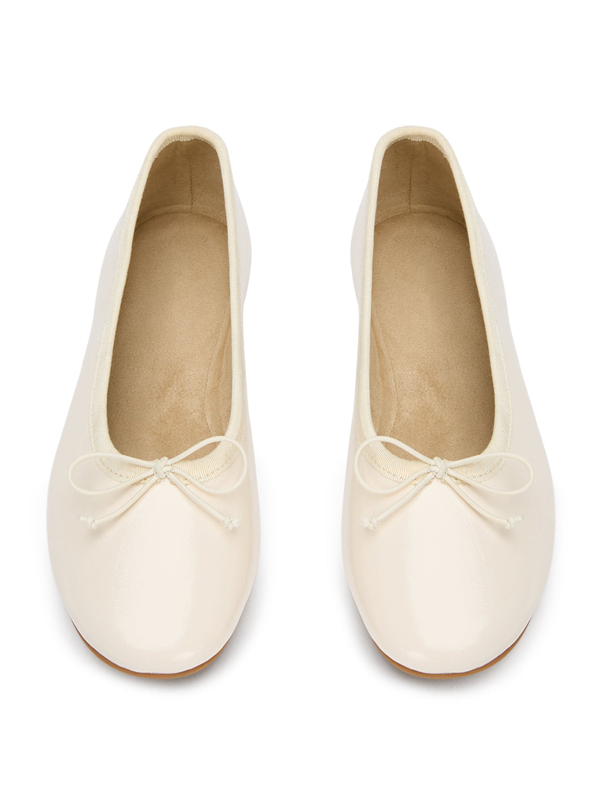 Ivory Round-Toe Chic Front Bow Slip-On Ballet Simple Flats