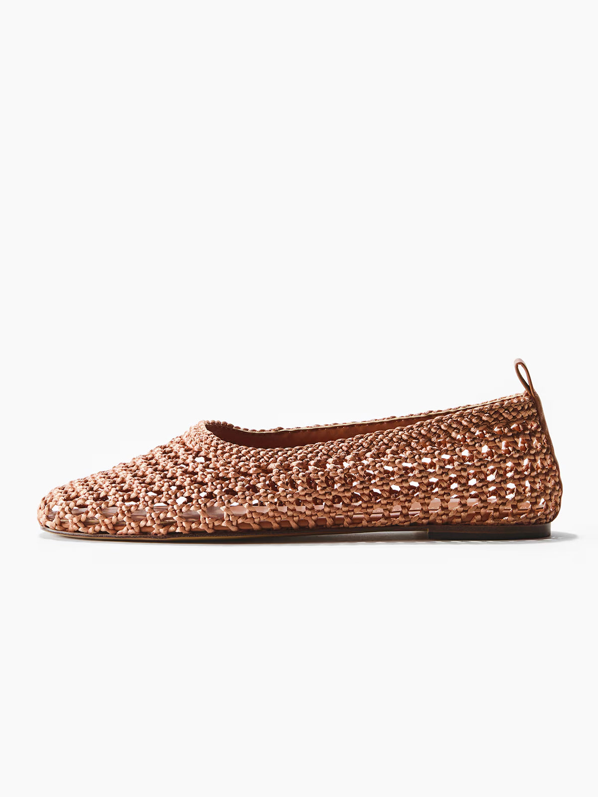 Dusty Pink Satin Woven Square-Toe Simple Slip-On Ballet Flats