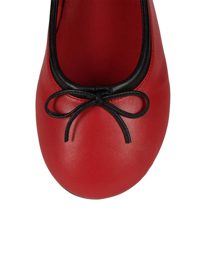 Chic Round-Toe Front Bow Slip-On Ballet Flats - Red