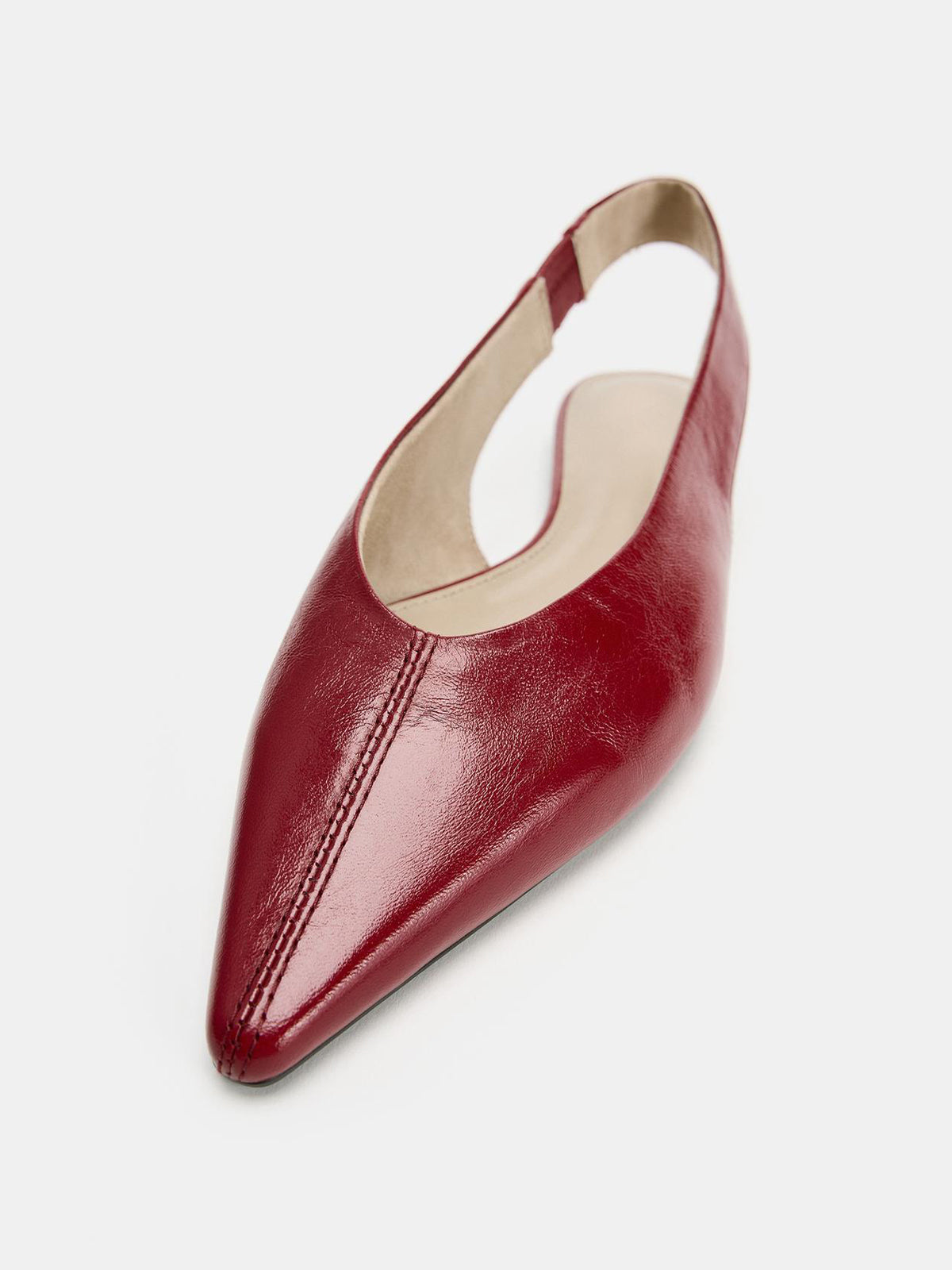 Red Pointed-Toe Slingback Sleek Flats