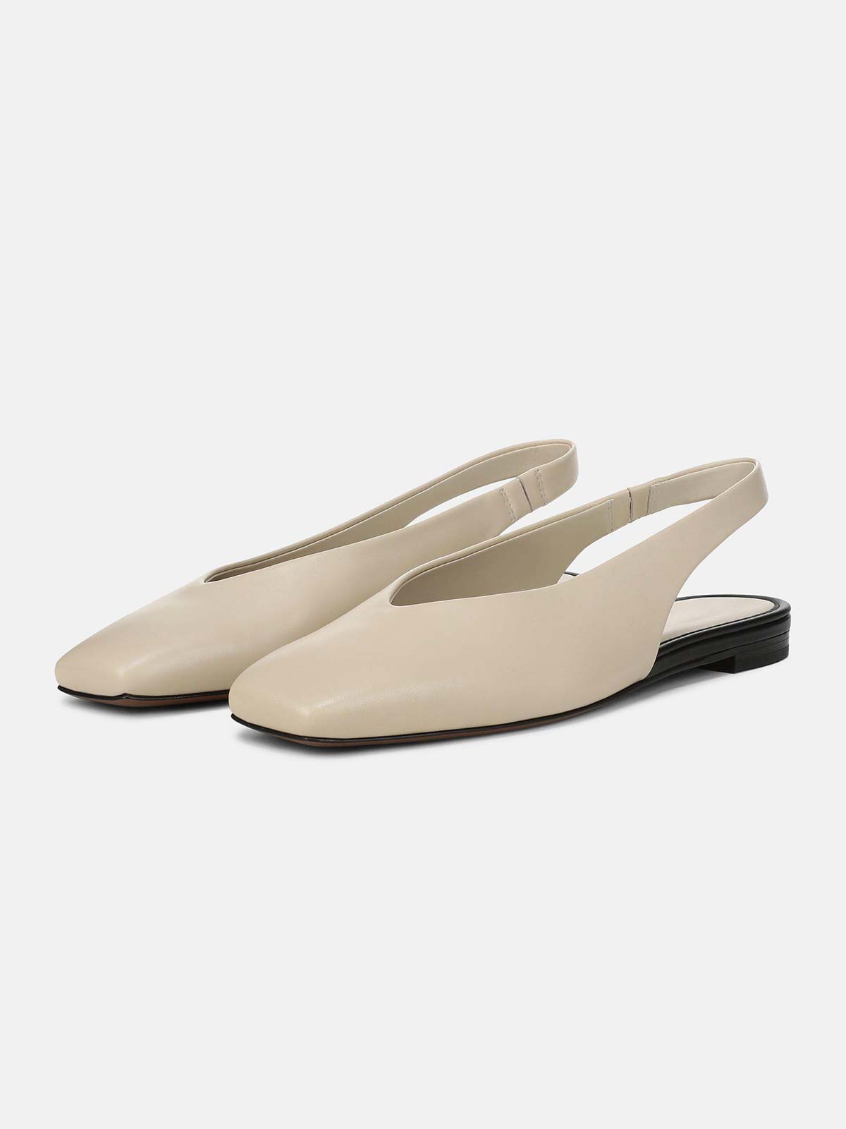 Bone Vegan Leather Square-Toe Chic Back Strap Mules Flats