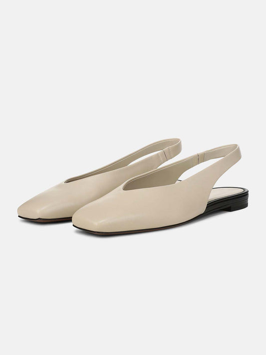 Bone Vegan Leather Square-Toe Chic Back Strap Mules Flats