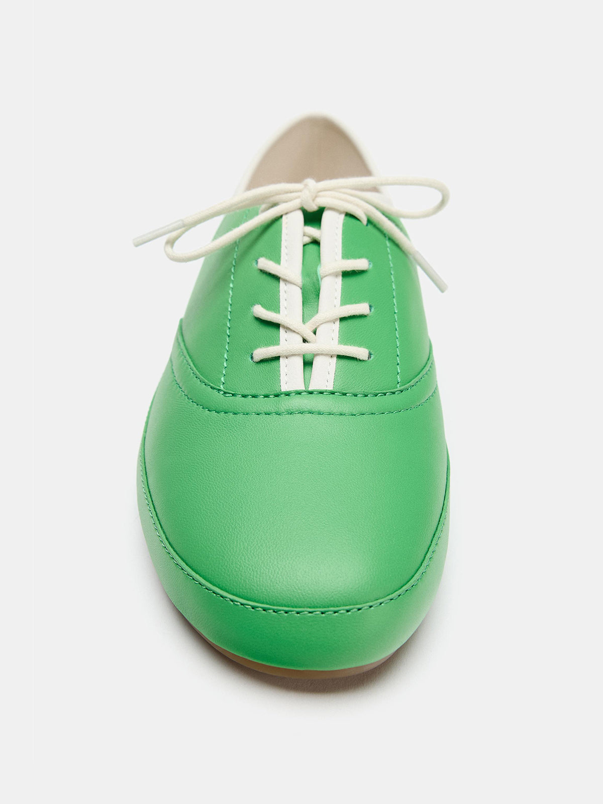Green Square-Toe Chic Lace-Up Slip-On Flats Sneakers