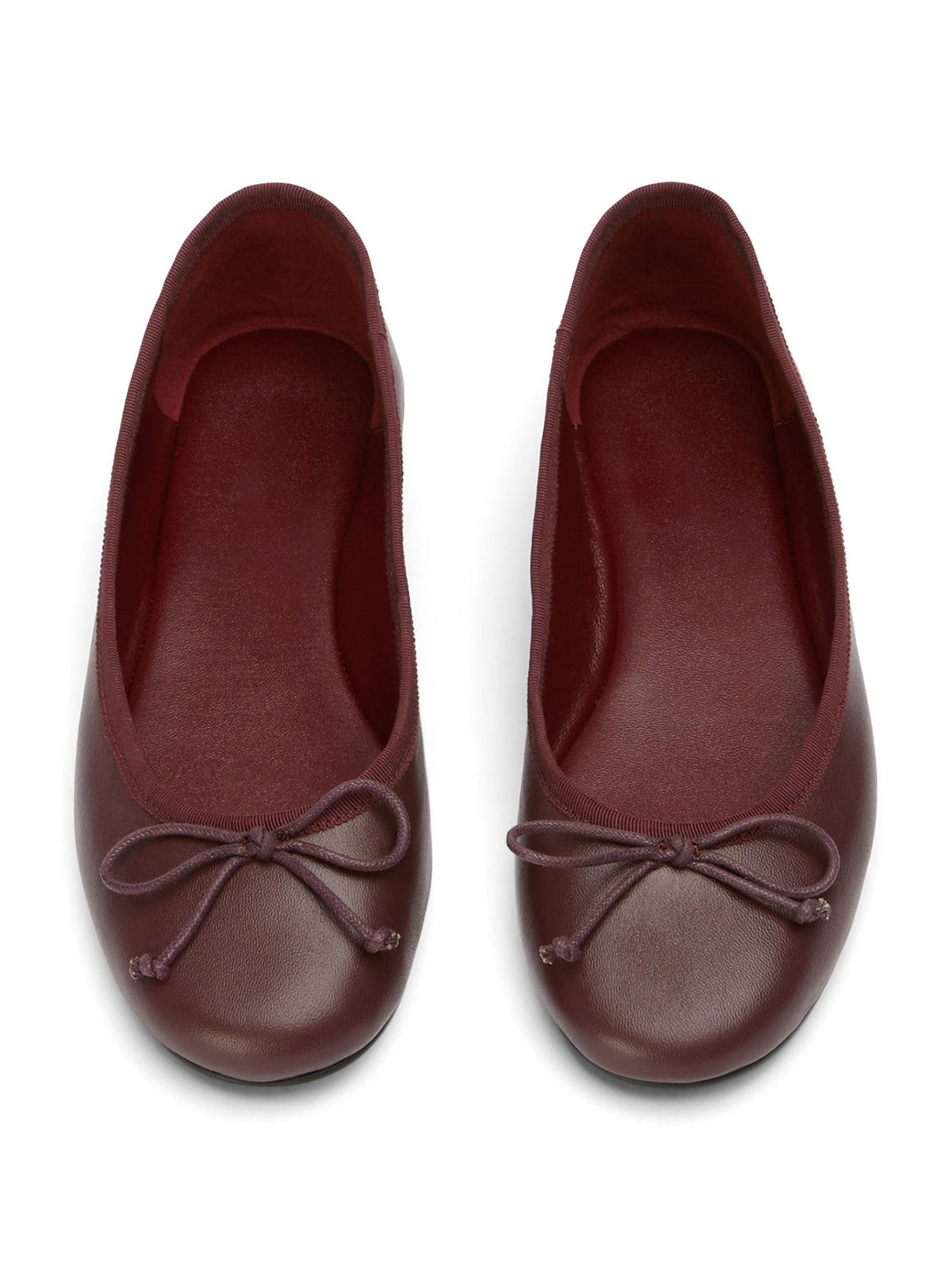 Round-Toe Chic Front Bow Slip-On Ballet Simple Flats - Burgundy