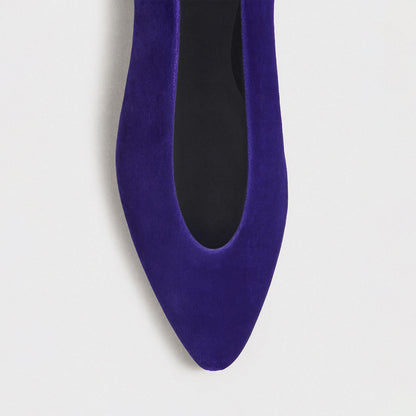 Chic Slip-On Pointed-Toe Simple Ballet Flats - Blue Velvet