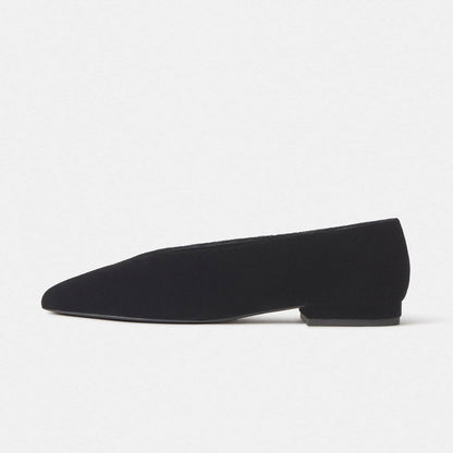 Chic Slip-On Pointed-Toe Simple Ballet Flats - Black Velvet