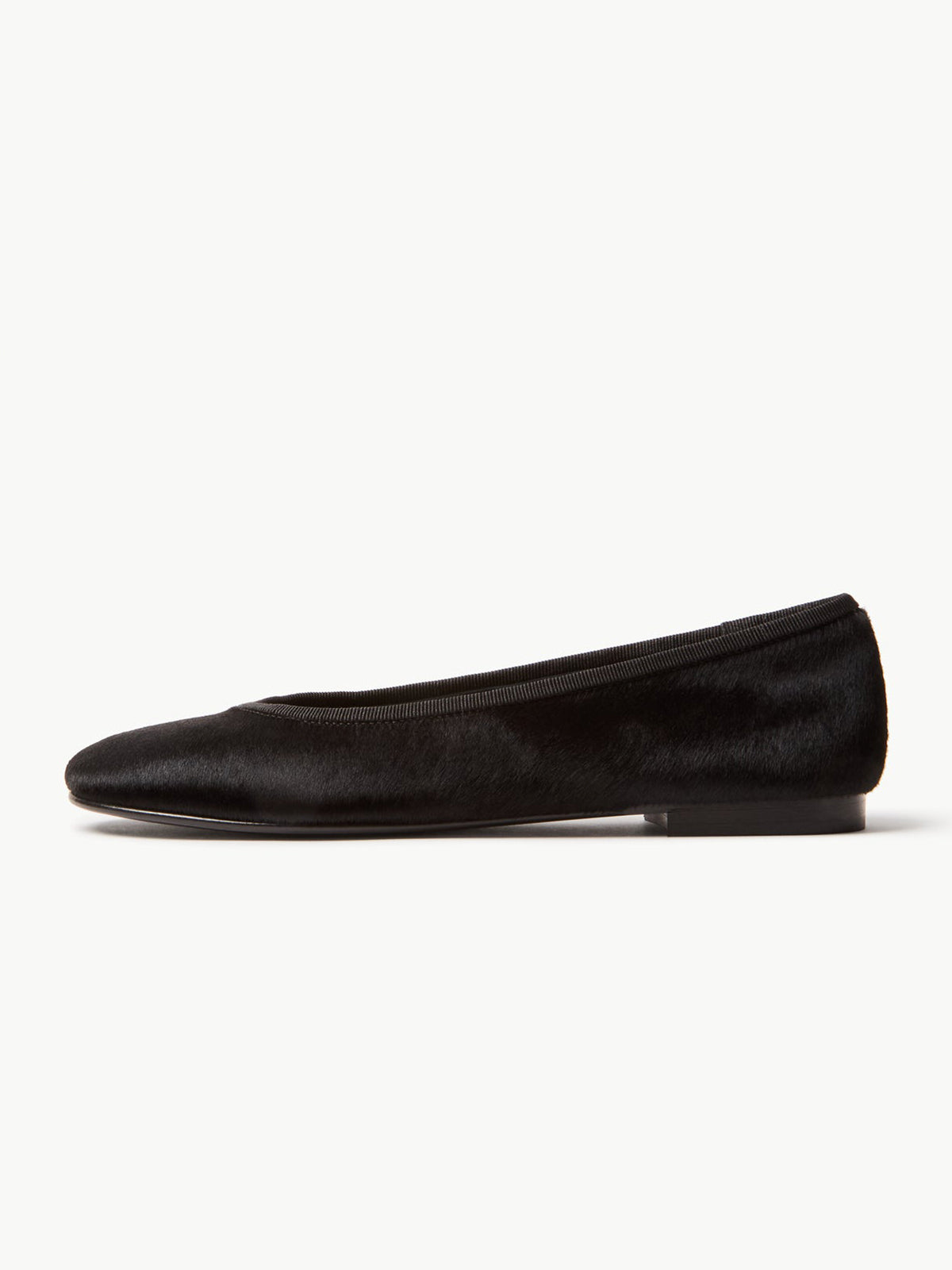 Slip-On Round-Toe Chic Simple Ballet Flats - Black Pony Hair Vegan Leather