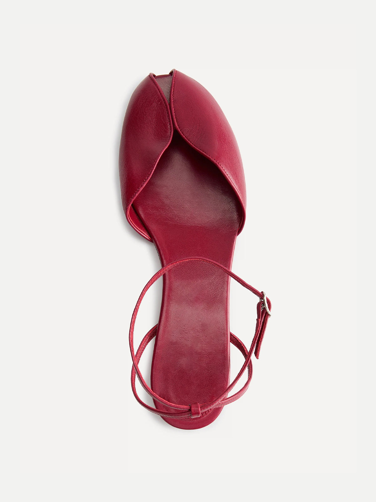 Red Peep Round-Toe Slip-On Back And Ankle Strap Flats