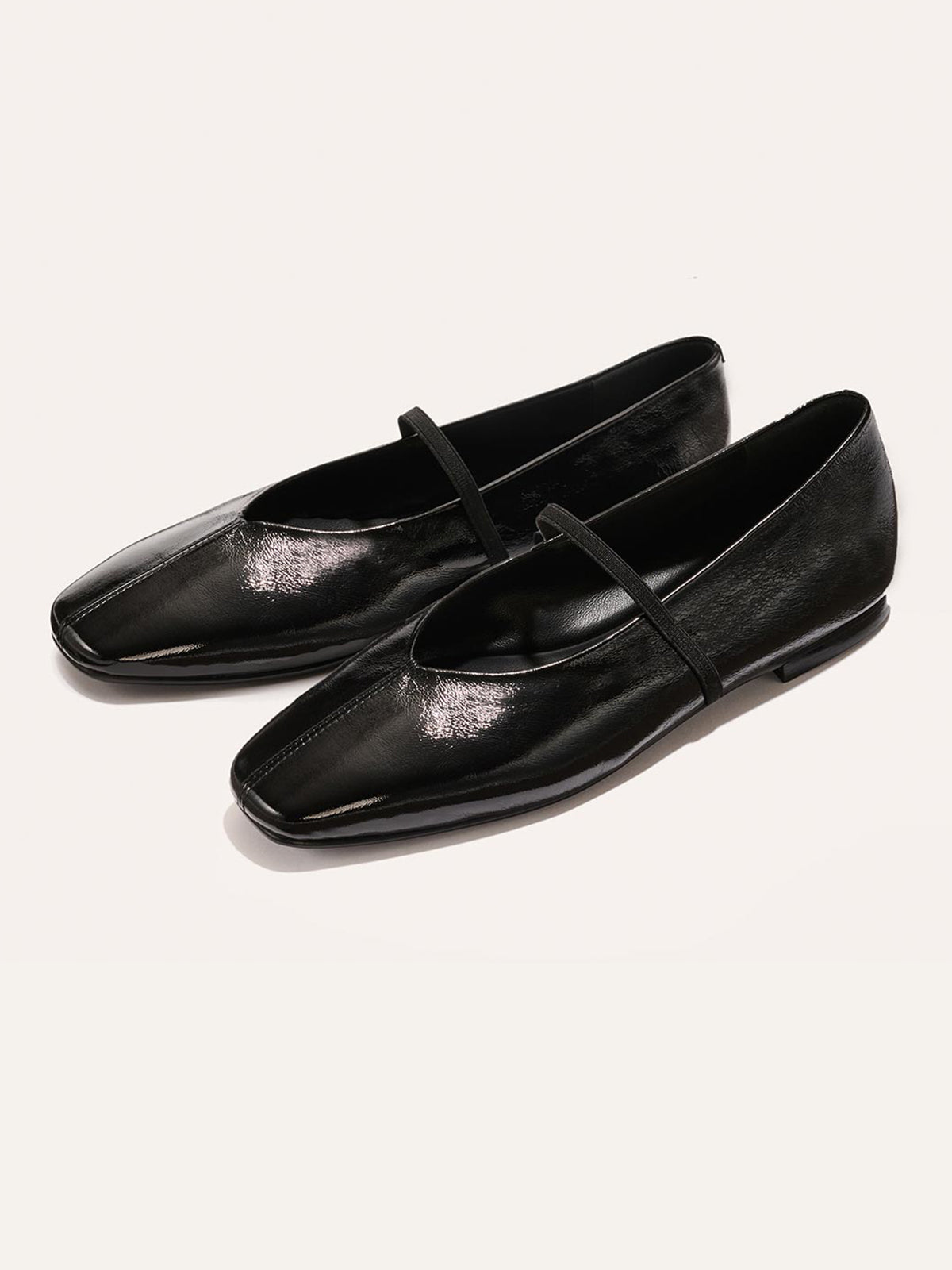 Mary Jane Square-Toe Slip-On Chic Ballet Flats - Black