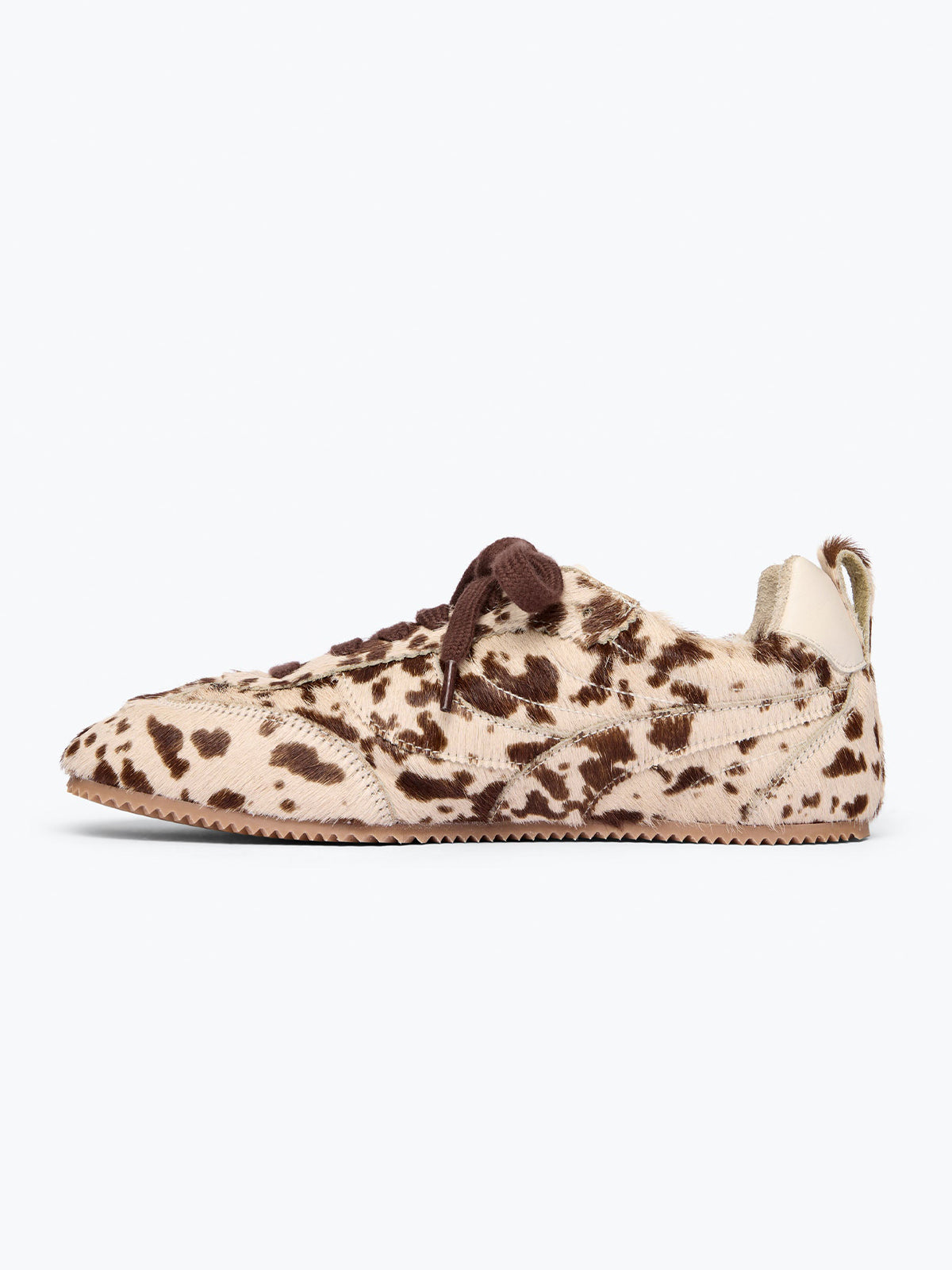 Cow Pattern Pony Hair Square-Toe Lace-Up Sneakers