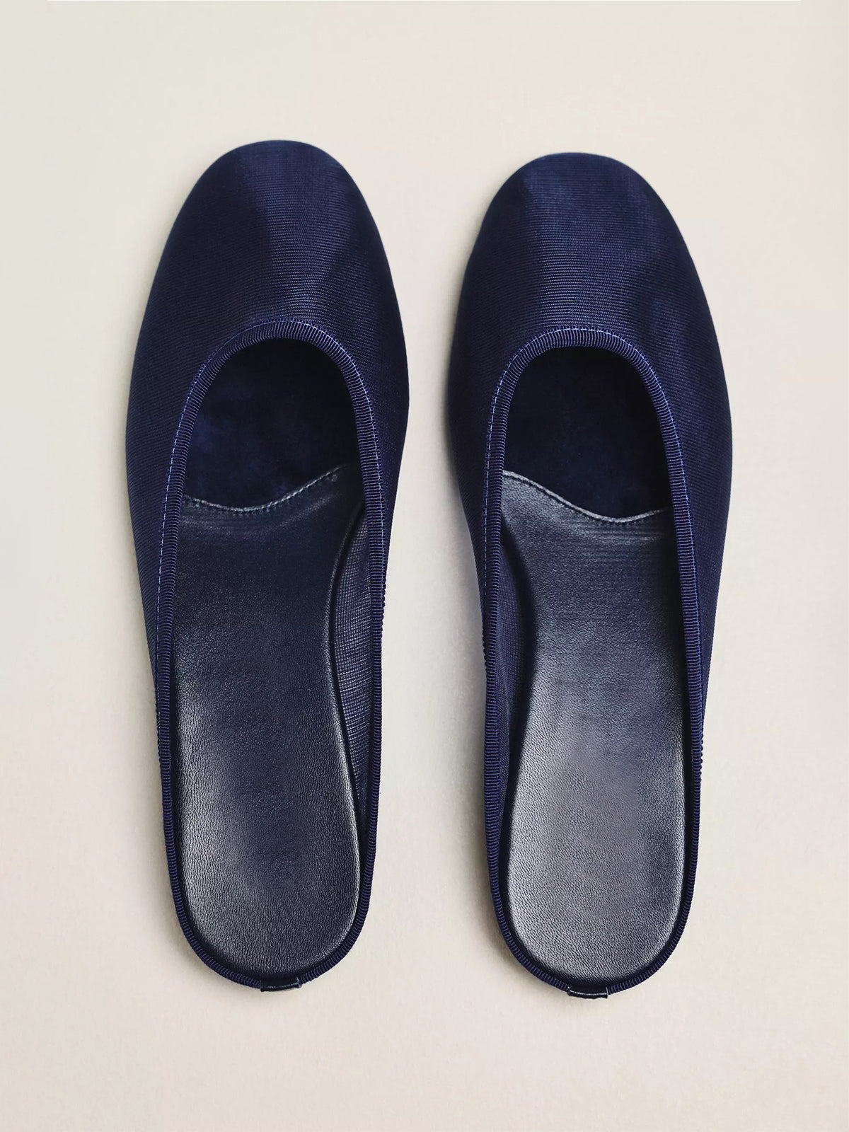 Navy Mesh Round-Toe Slip-On Backless Mules Flats
