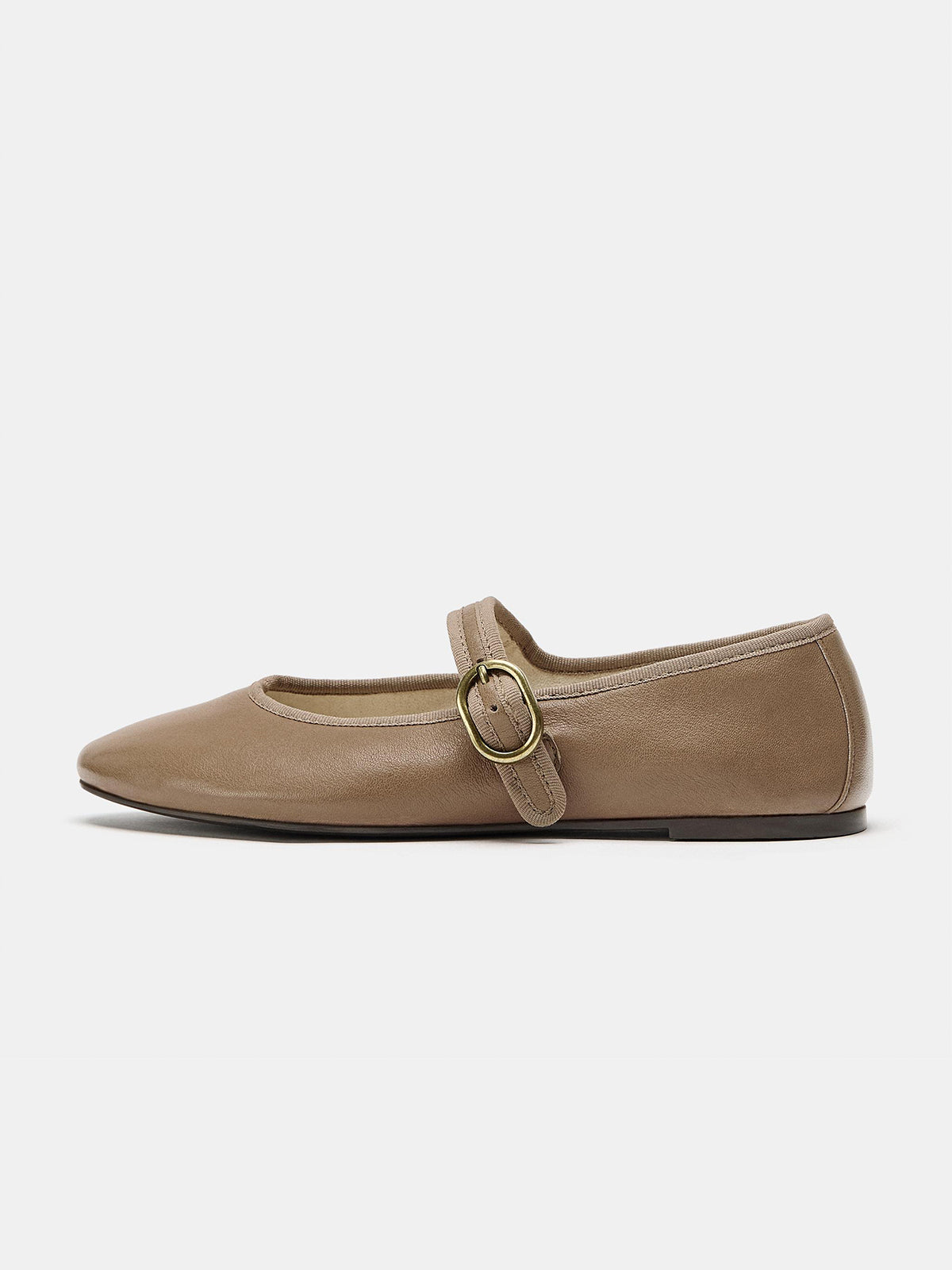 Taupe Round-Toe Slip-On Sleek Ballet Flats