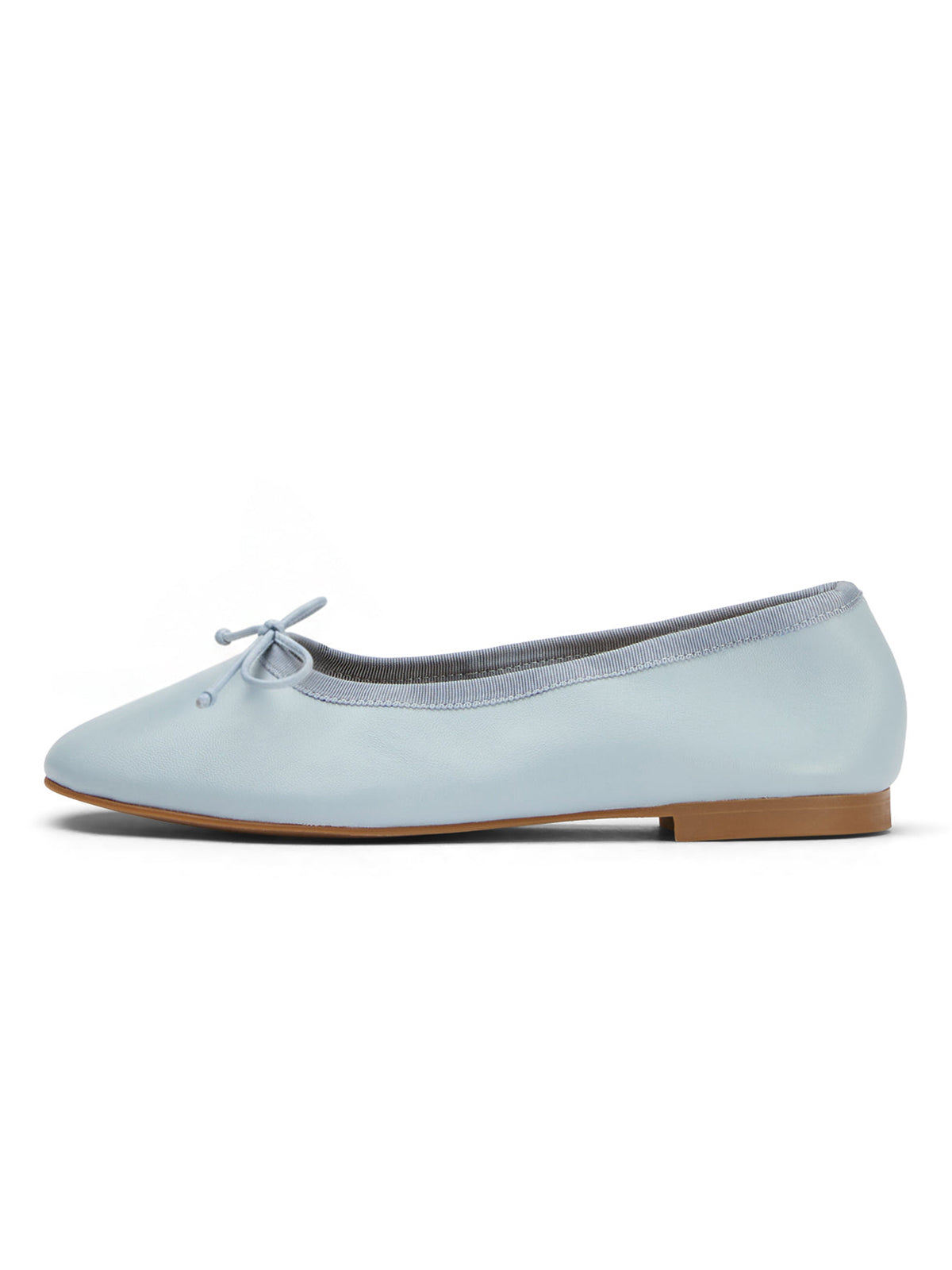 Sky Blue Round-Toe Chic Front Bow Slip-On Ballet Simple Flats