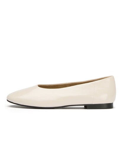 Ivory Round-Toe Chic Slip-On Ballet Simple Flats