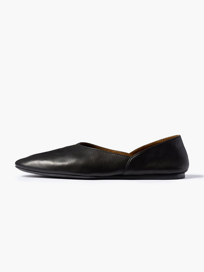 Slip-On Round-Toe Simple Ballet Flats - Black Vegan Leather