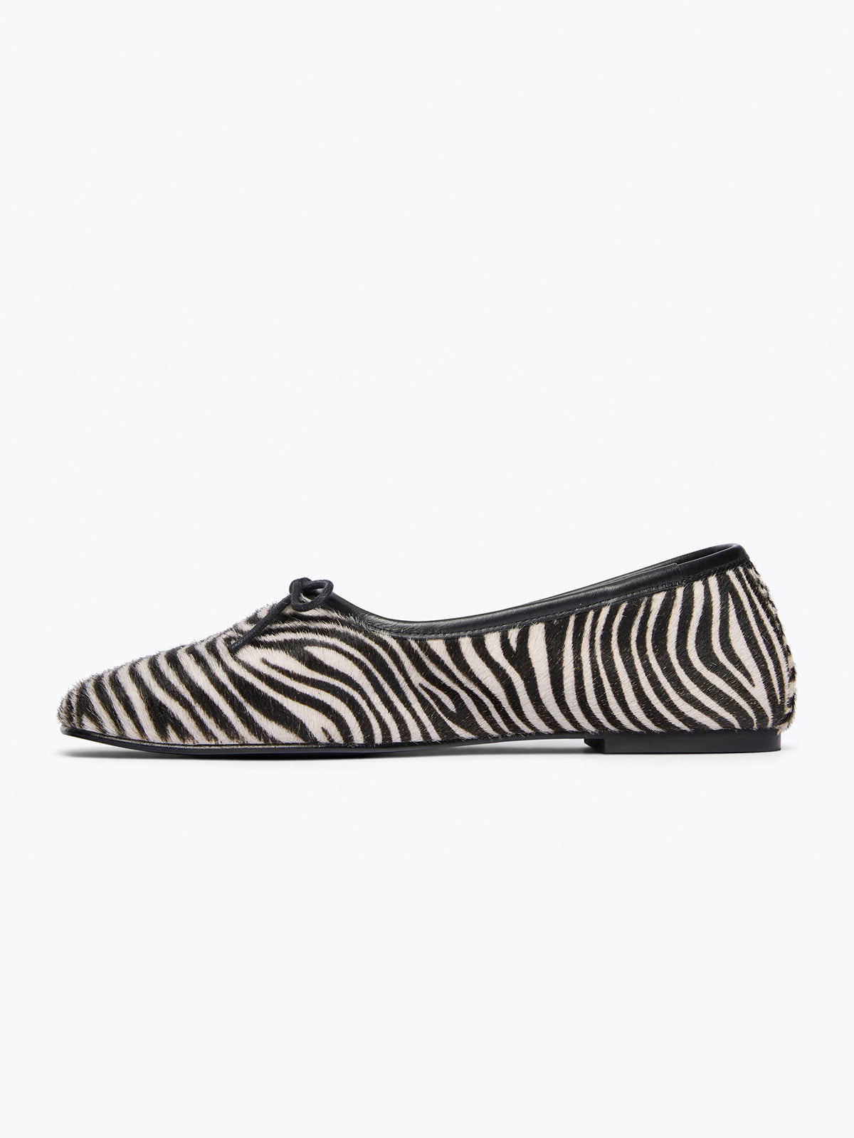 Vegan Leather Square-Toe Front Bow Slip-On Ballet Flats - Zebra Pattern