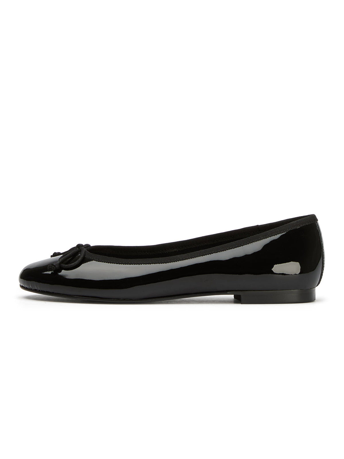 Round-Toe Chic Front Bow Slip-On Ballet Simple Flats - Patent Black