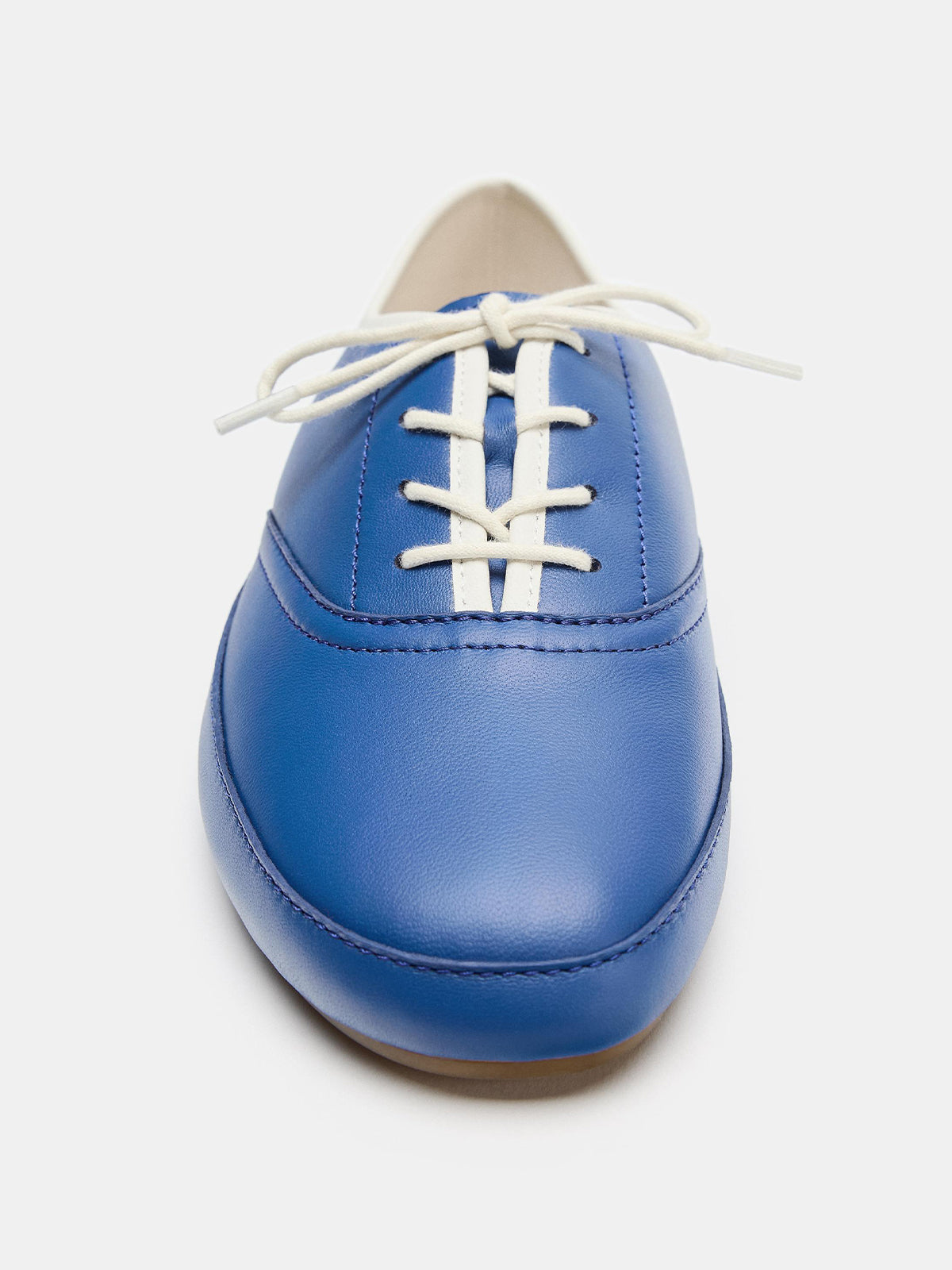 Navy Square-Toe Chic Lace-Up Slip-On Flats Sneakers