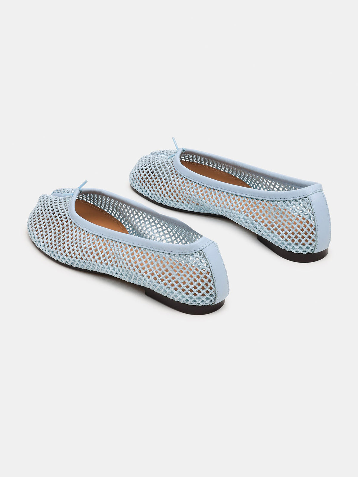 Blue Mesh Split-Toe Slip-On Ballet Flats