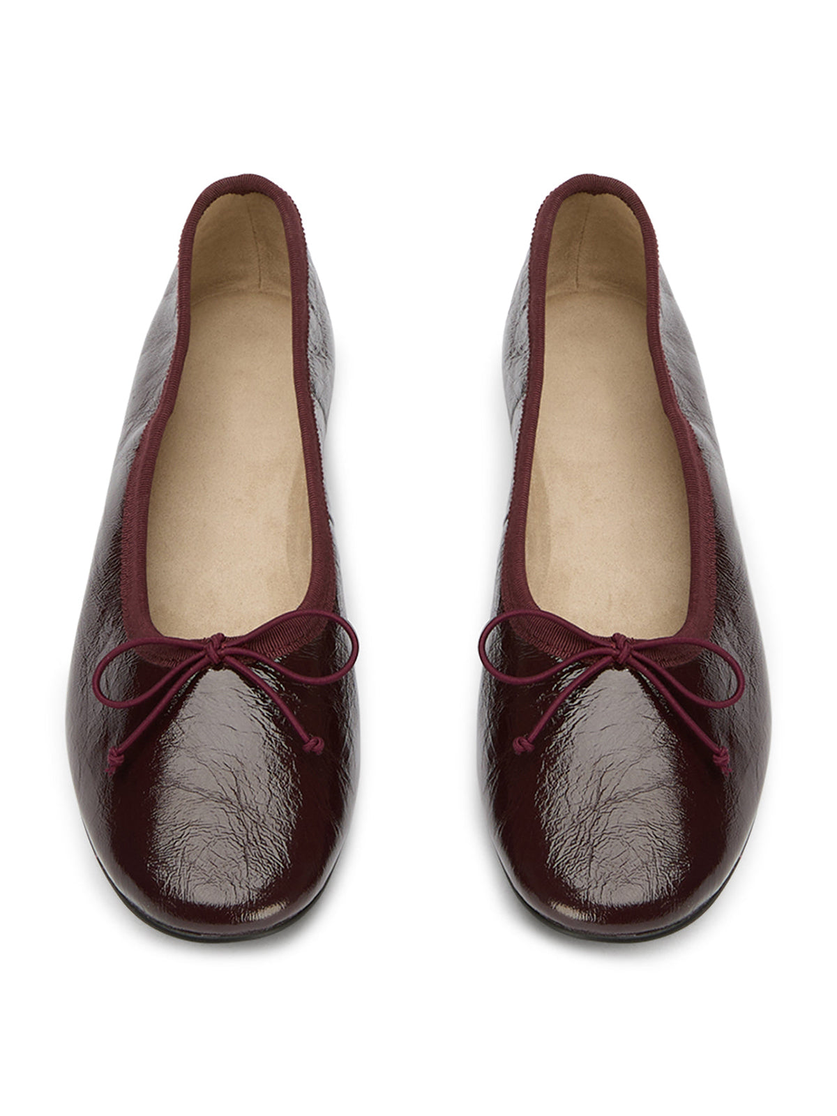 Burgundy Round-Toe Chic Front Bow Slip-On Ballet Simple Flats