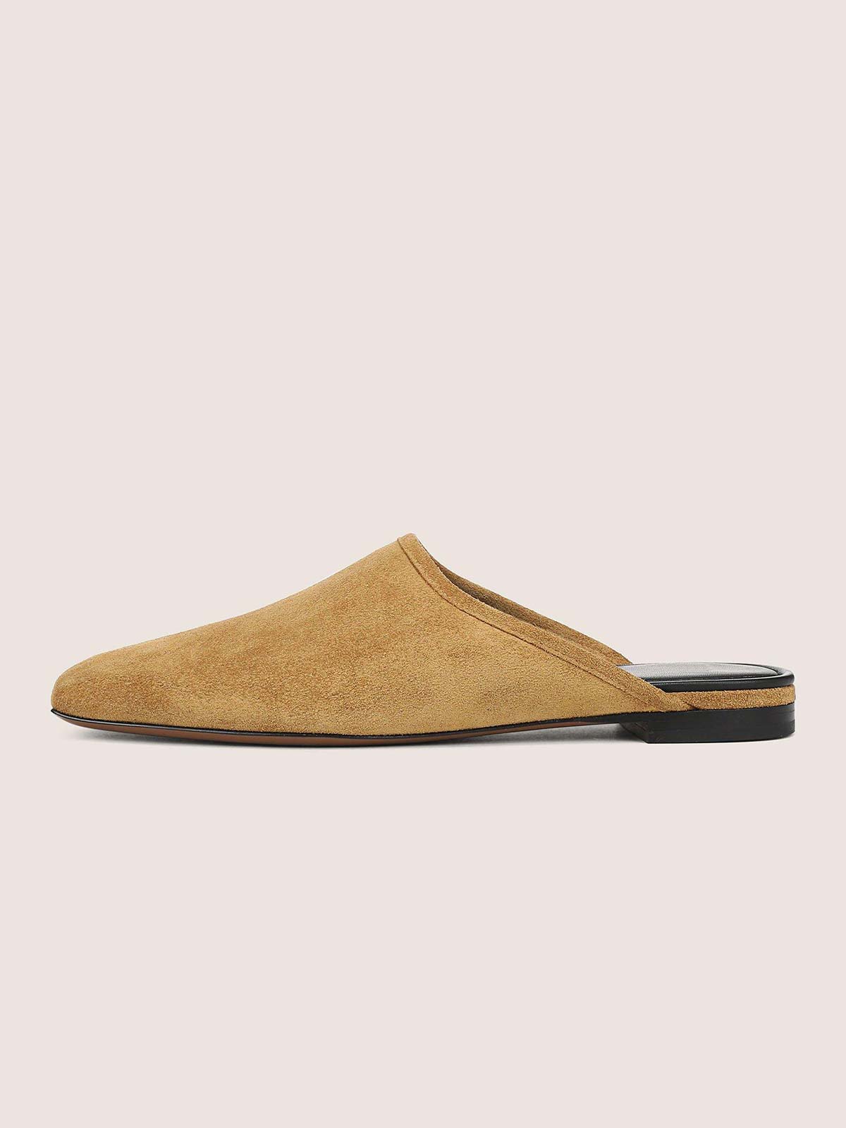 Honey Faux Suede Square-Toe Chic Backless Simple Flats