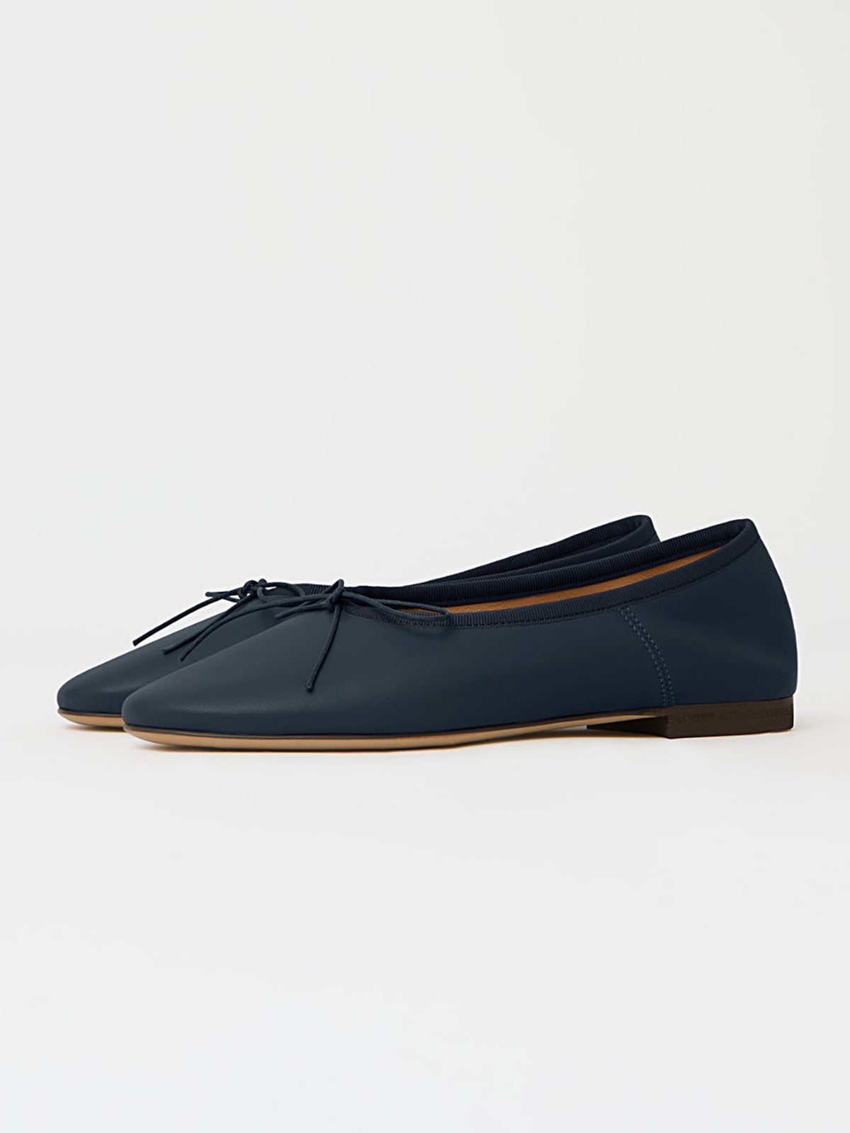 Navy Round-Toe Simple Chic Ballet Flats With Front Bow