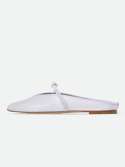 Ice Blue Round-Toe Middle Strap Backless Slip-On Flats